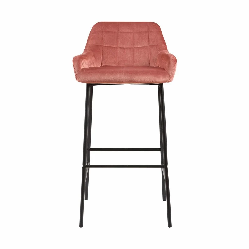 Tabouret de bar en Velours antitache Hauteur assise 75cm - KATEL