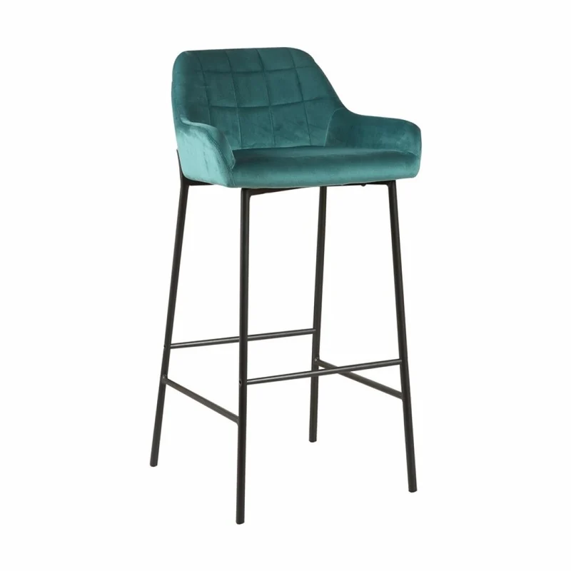 Tabouret de bar en Velours antitache Hauteur assise 75cm - KATEL