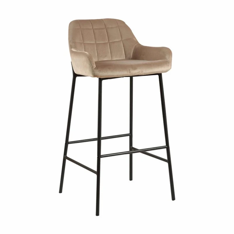 Tabouret de bar en Velours antitache Hauteur assise 75cm - KATEL