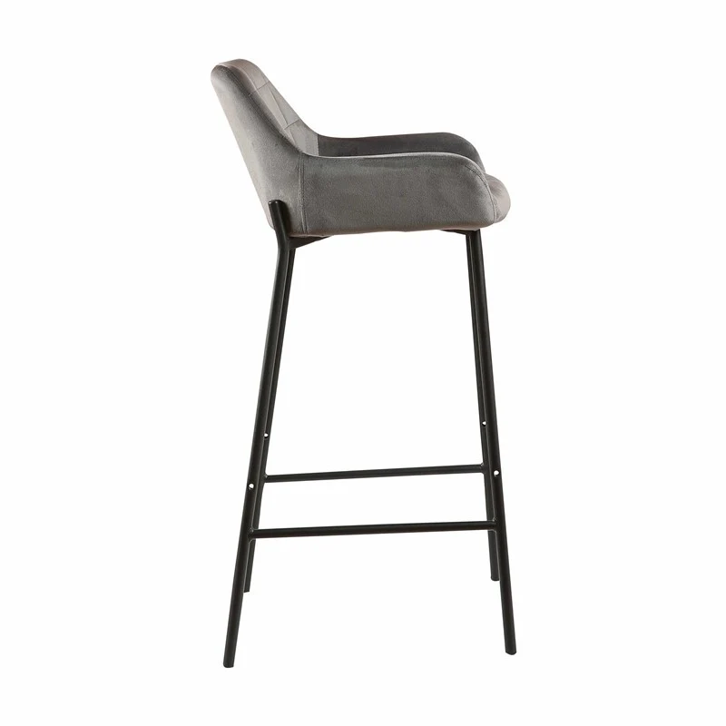 Tabouret de bar en Velours antitache Hauteur assise 75cm - KATEL