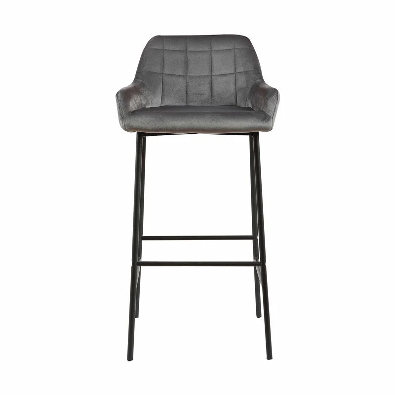 Tabouret de bar en Velours antitache Hauteur assise 75cm - KATEL