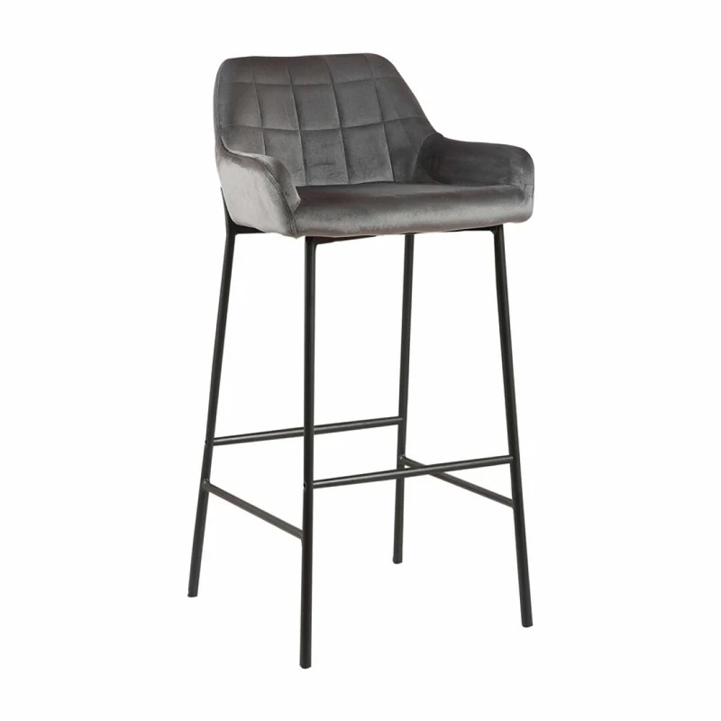 Tabouret de bar en Velours antitache Hauteur assise 75cm - KATEL
