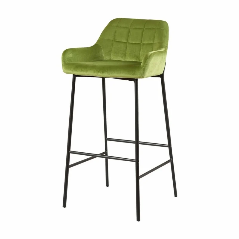 Tabouret de bar en Velours antitache Hauteur assise 75cm - KATEL