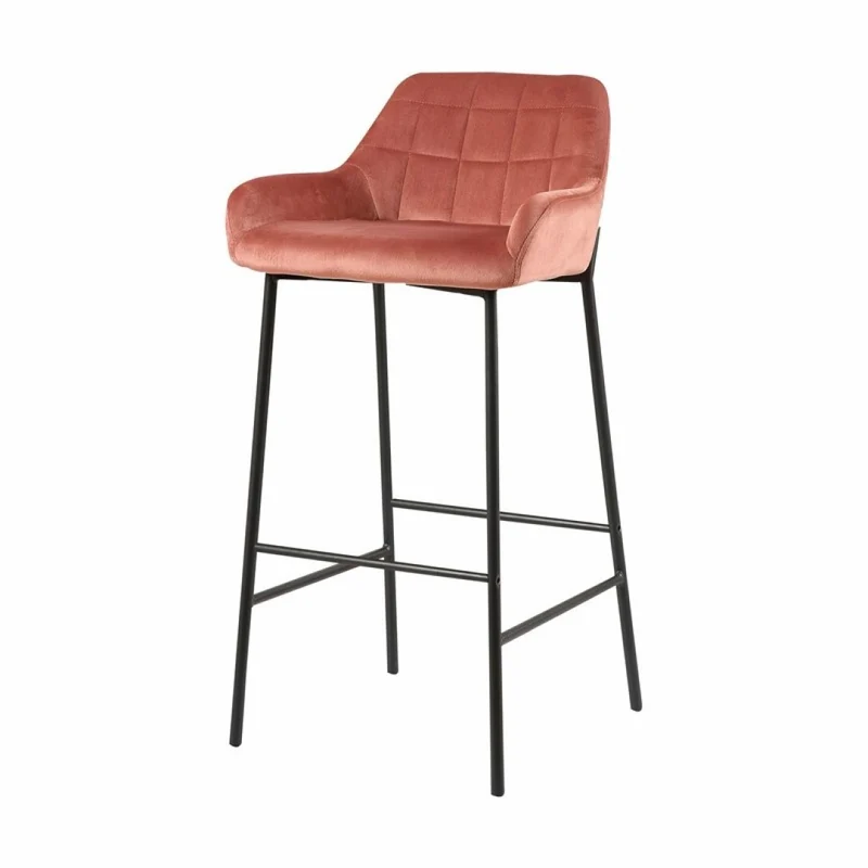Tabouret de bar en Velours antitache Hauteur assise 75cm - KATEL