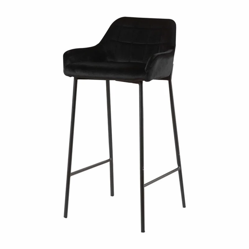 Tabouret de bar en Velours antitache Hauteur assise 75cm - KATEL