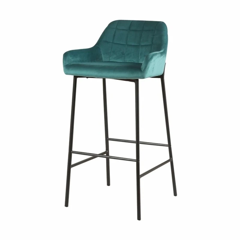 Tabouret de bar en Velours antitache Hauteur assise 75cm - KATEL