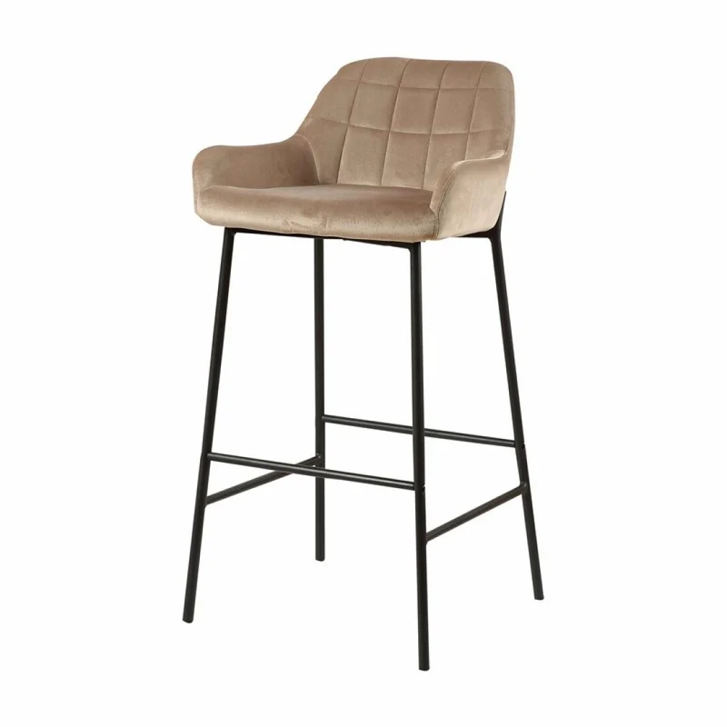 Tabouret de bar en Velours antitache Hauteur assise 75cm - KATEL