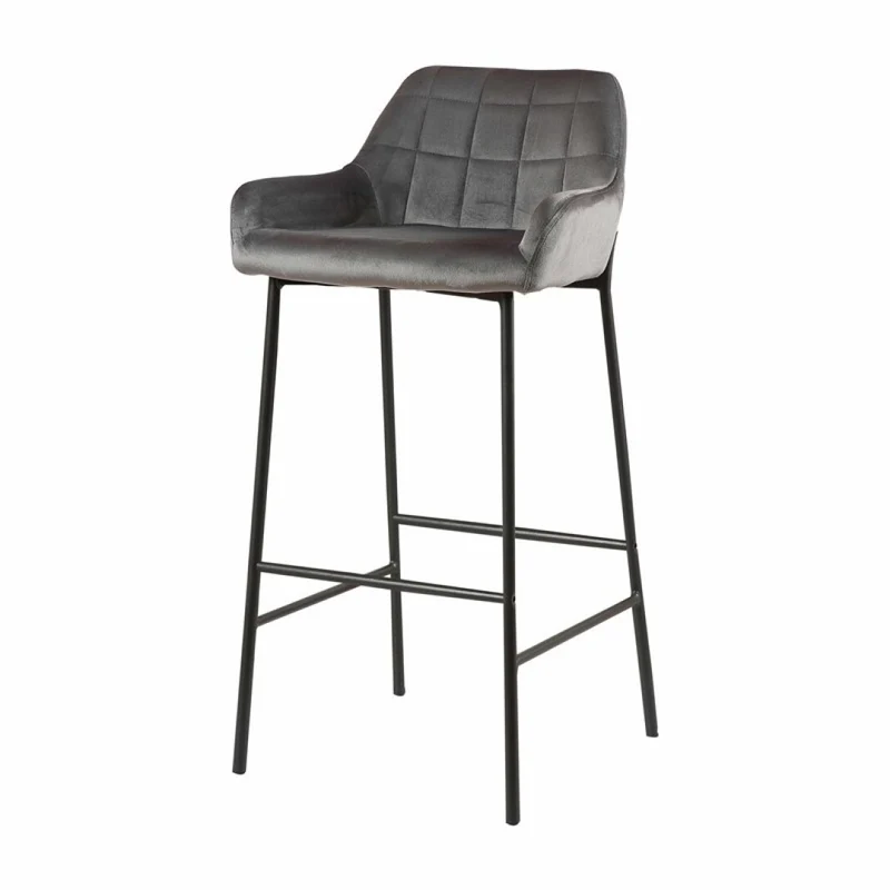 Tabouret de bar en Velours antitache Hauteur assise 75cm - KATEL