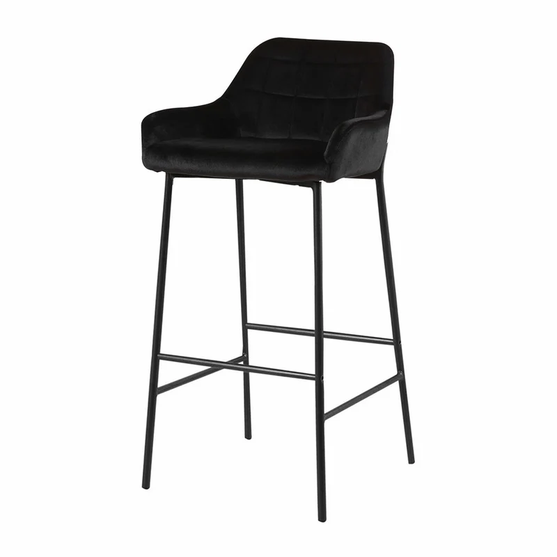 Tabouret de bar en Velours antitache Hauteur assise 75cm - KATEL