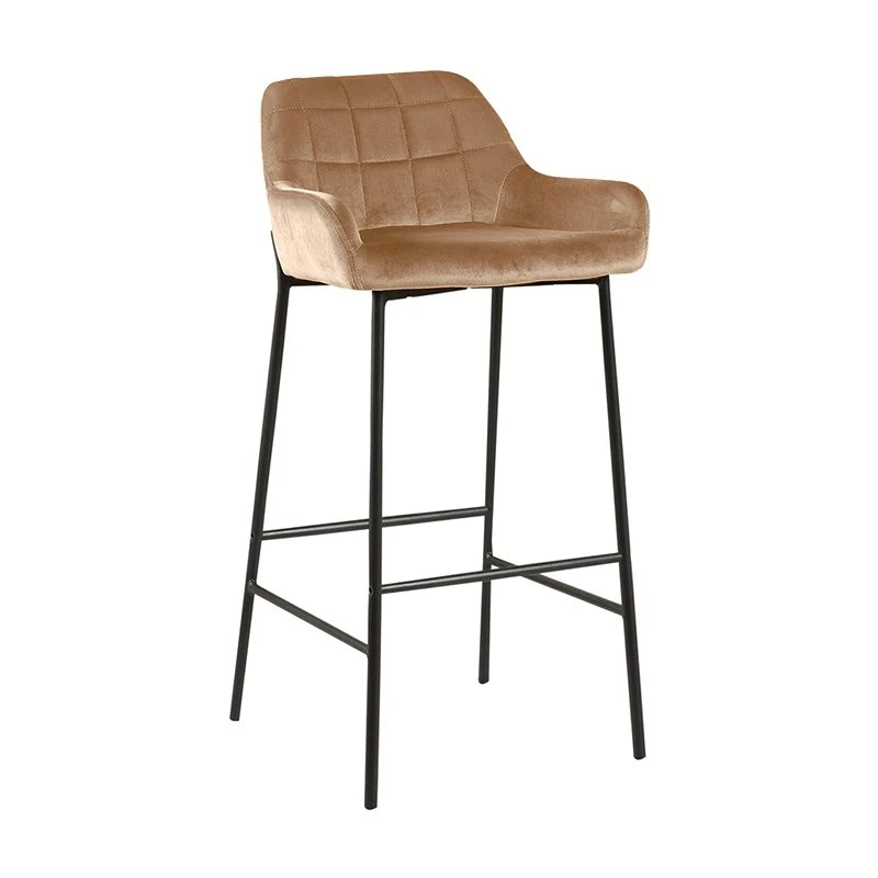 Tabouret de bar en Velours antitache Hauteur assise 75cm - KATEL