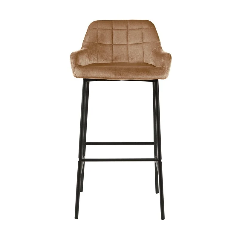 Tabouret de bar en Velours antitache Hauteur assise 75cm - KATEL