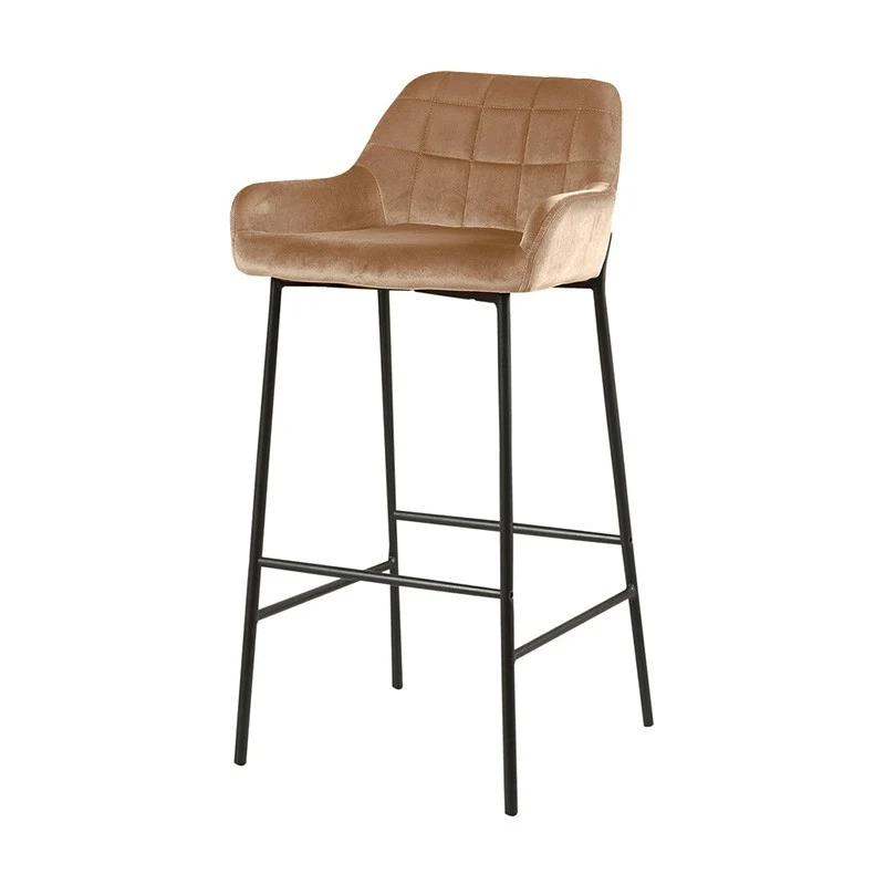 Tabouret de bar en Velours antitache Hauteur assise 75cm - KATEL