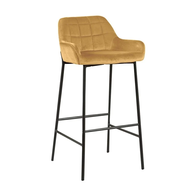 Tabouret de bar en Velours antitache Hauteur assise 75cm - KATEL