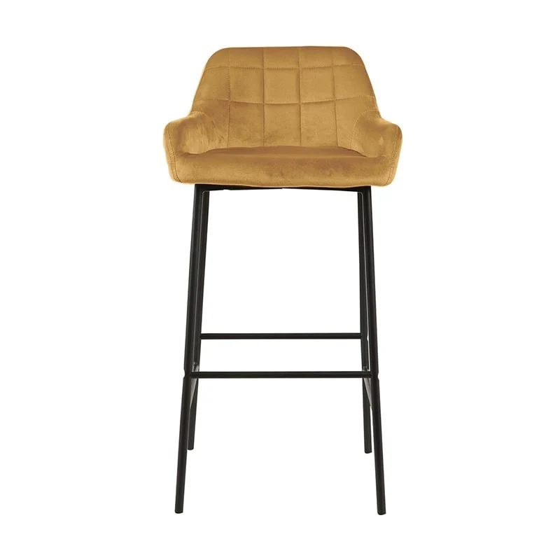 Tabouret de bar en Velours antitache Hauteur assise 75cm - KATEL