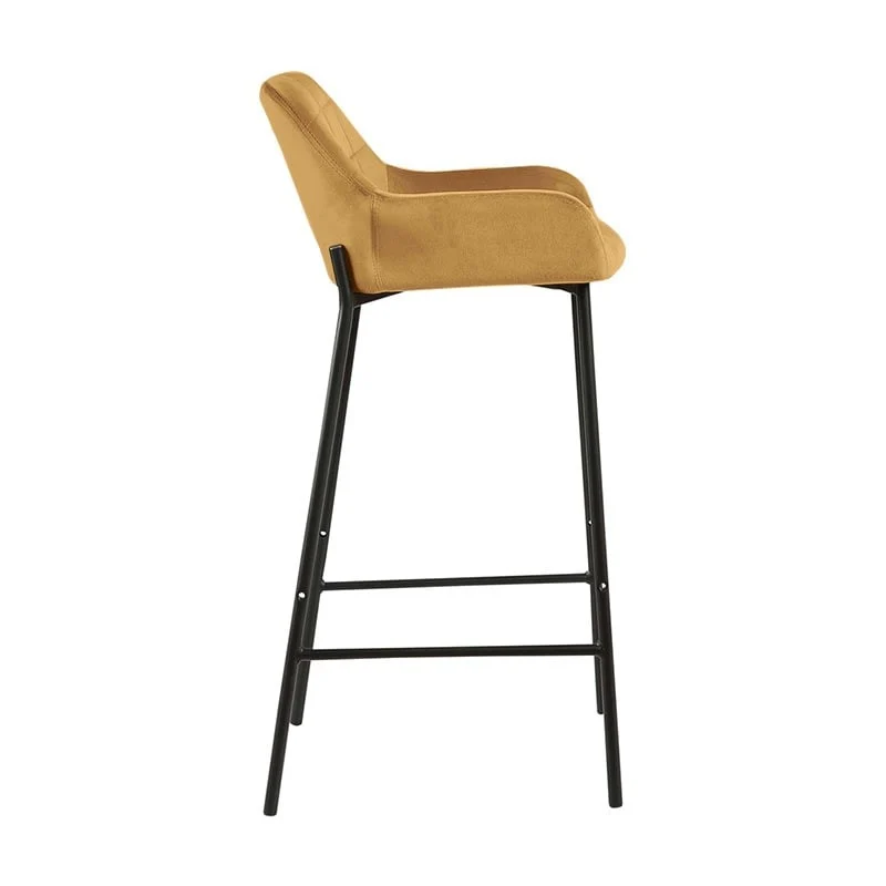 Tabouret de bar en Velours antitache Hauteur assise 75cm - KATEL