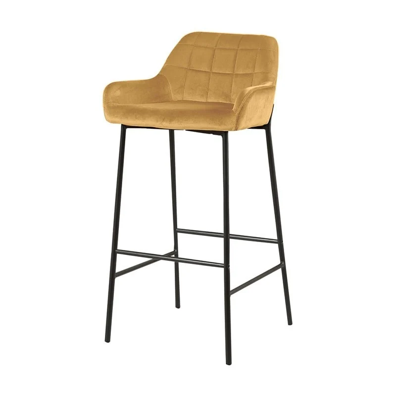 Tabouret de bar en Velours antitache Hauteur assise 75cm - KATEL