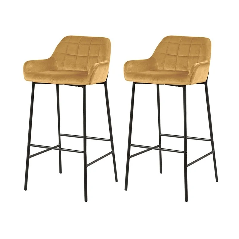 Tabouret de bar en Velours antitache Hauteur assise 75cm - KATEL