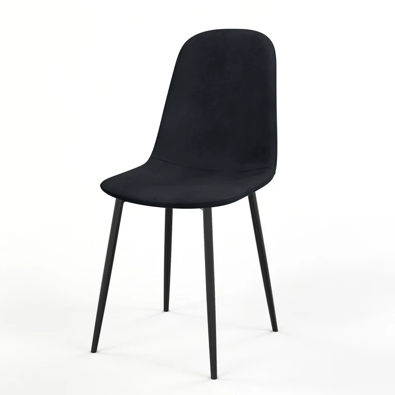 Chaise KLARY style scandinave en velours, pieds noirs