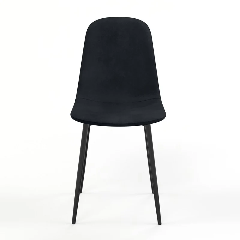 Chaise KLARY style scandinave en velours, pieds noirs