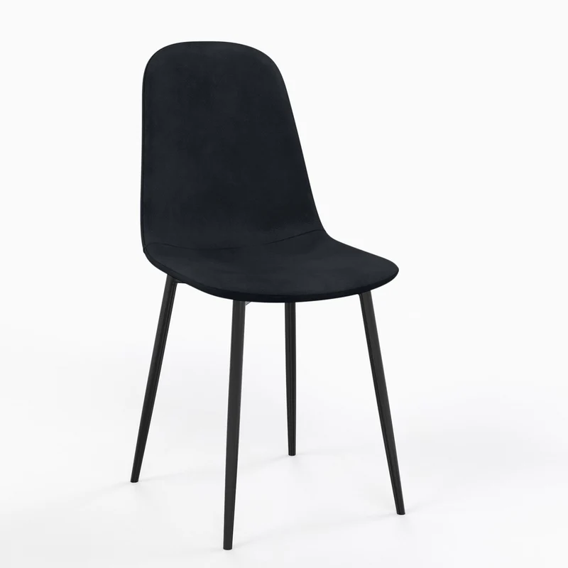 Chaise KLARY style scandinave en velours, pieds noirs