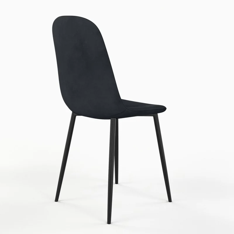 Chaise KLARY style scandinave en velours, pieds noirs