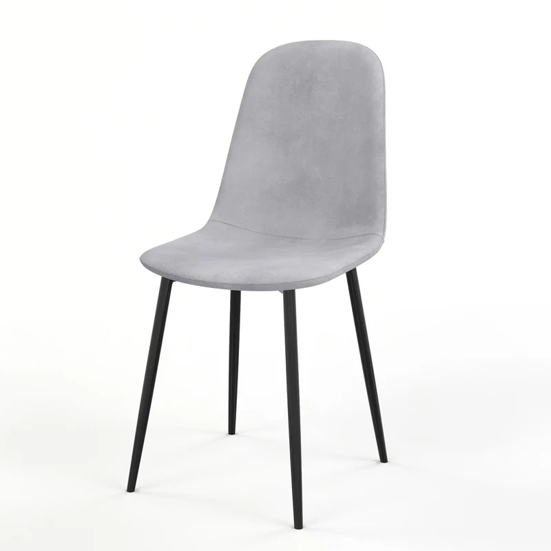 Chaise KLARY style scandinave en velours, pieds noirs