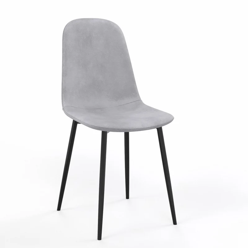 Chaise KLARY style scandinave en velours, pieds noirs