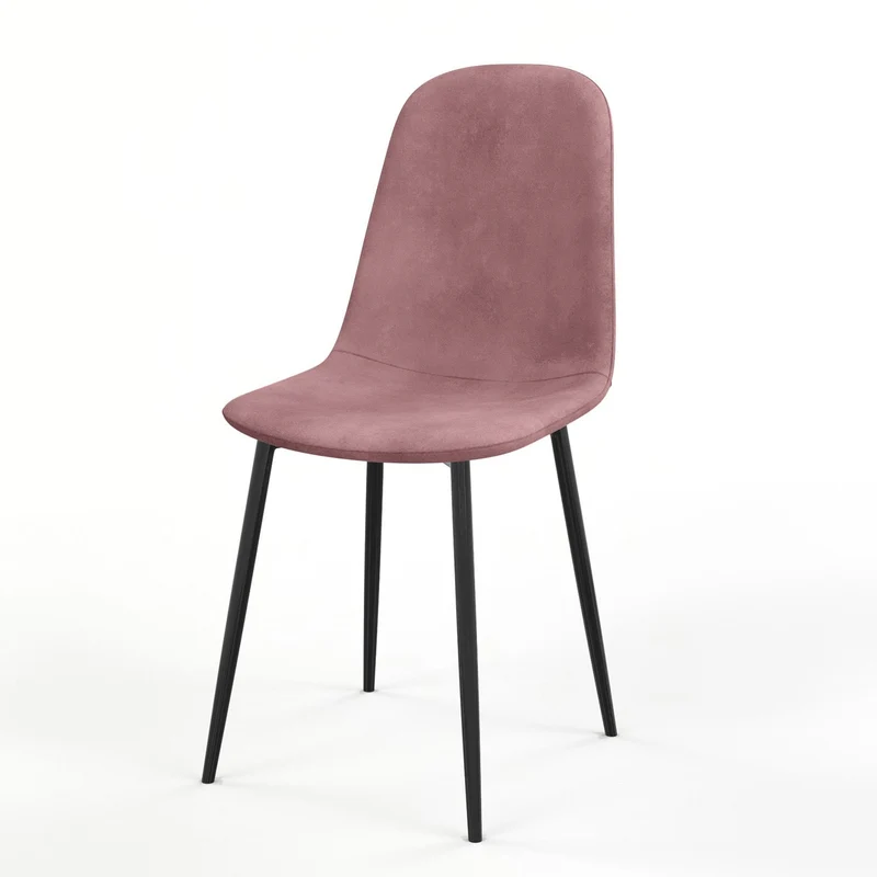 Chaise KLARY style scandinave en velours, pieds noirs