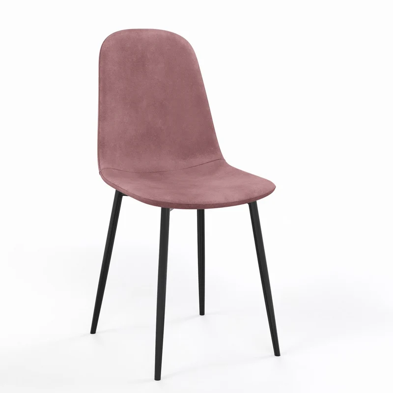 Chaise KLARY style scandinave en velours, pieds noirs