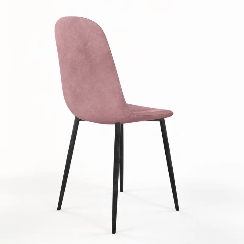 Chaise KLARY style scandinave en velours, pieds noirs