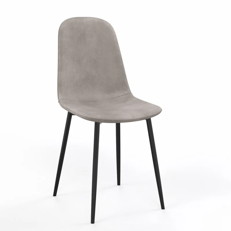 Chaise KLARY style scandinave en velours, pieds noirs