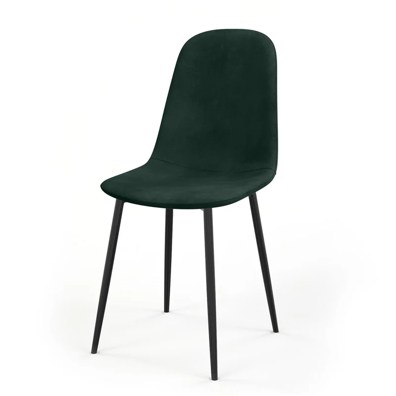 Chaise KLARY style scandinave en velours, pieds noirs