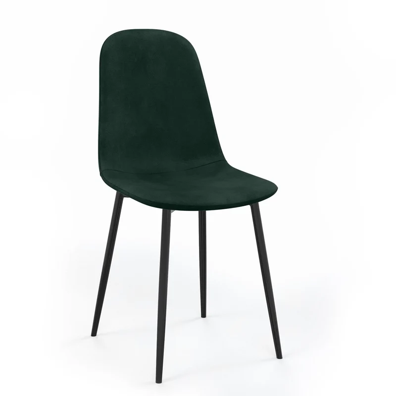 Chaise KLARY style scandinave en velours, pieds noirs