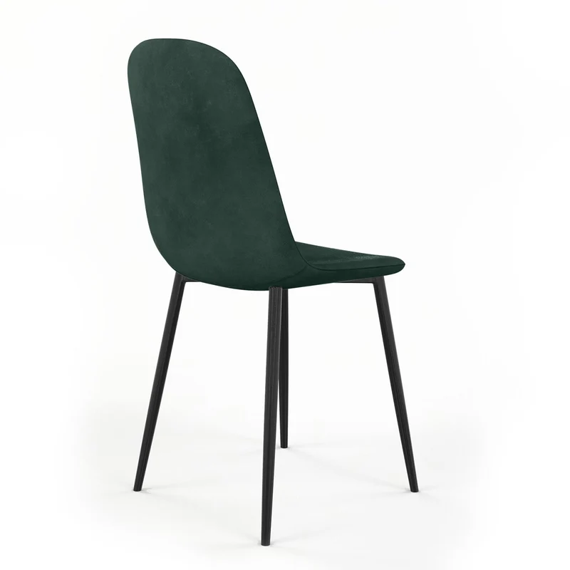 Chaise KLARY style scandinave en velours, pieds noirs