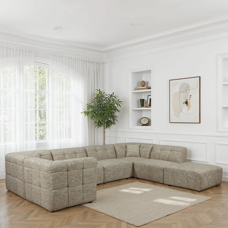 Canapé d'angle / pouf en tissu anti tache - MIRO