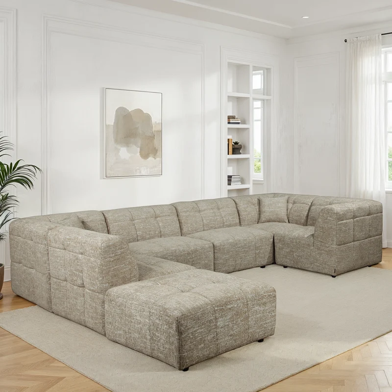 Canapé d'angle / pouf en tissu anti tache - MIRO