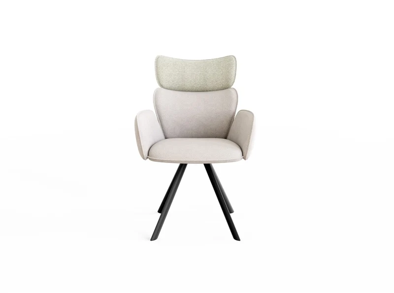 Chaise pivotante en tissu pieds noirs, 62,5x65,5xH91CM - CYNTHIA