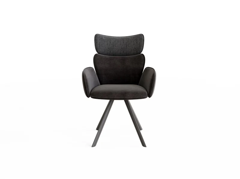 Chaise pivotante en tissu pieds noirs, 62,5x65,5xH91CM - CYNTHIA