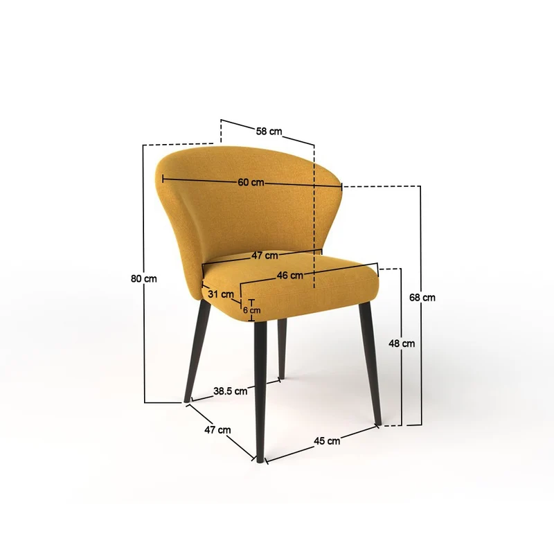 Chaise en tissu velouré, 60x59,5xH80 cm - NINA