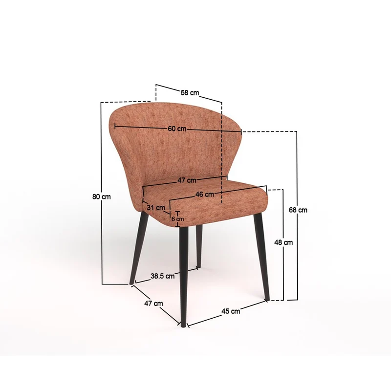 Chaise en tissu velouré, 60x59,5xH80 cm - NINA