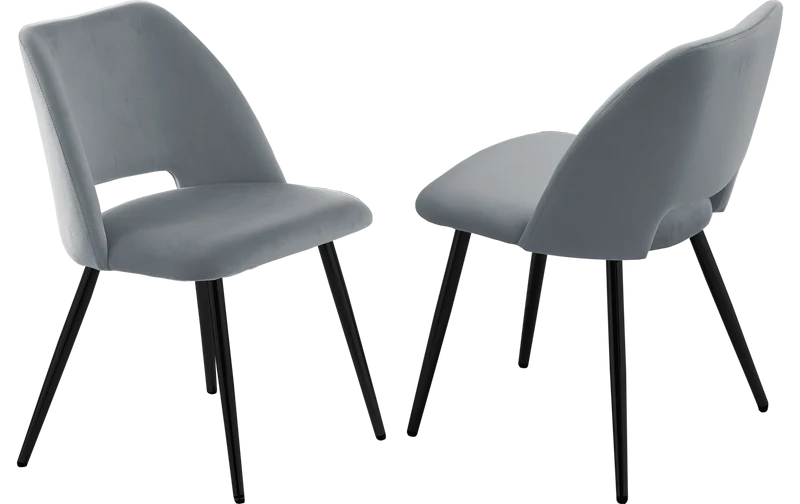 Ensemble table marbre blanc et chaises noirs – Kara