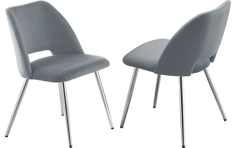 Ensemble table marbre blanc et chaises argent – Kara