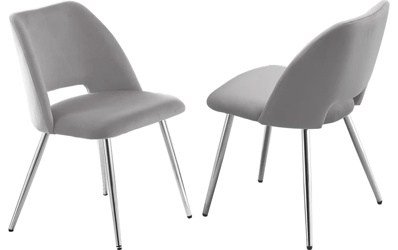 Ensemble table marbre blanc et chaises argent – Kara