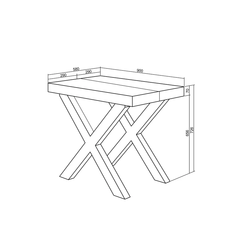Table console extensible ciment & blanche 260 cm – Jusqu’à 12 personnes – Pieds en bois massif blancs en croix