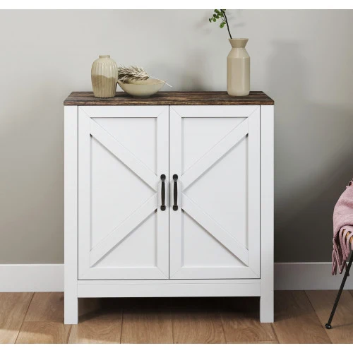 Buffet Olimpia blanc et chêne rustique 80 cm
