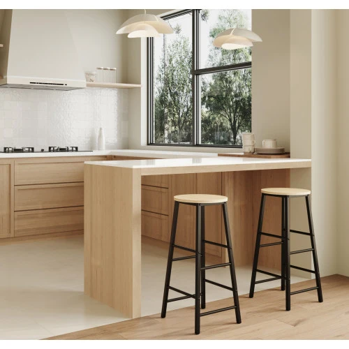 Lot de 2 tabourets hauts noir et Sonoma Louis