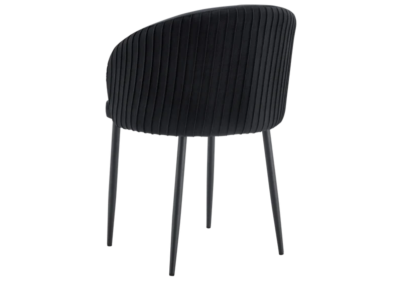 Chaise salle manger velours noir pieds noir - Sora x2