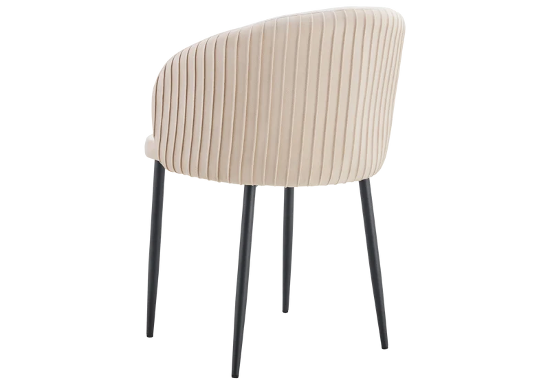 Chaise salle manger velours beige pieds noir - Sora x2