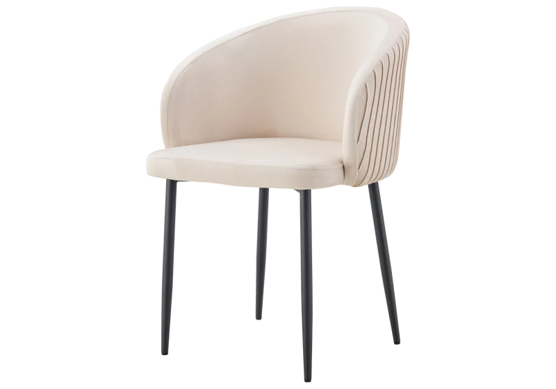 Chaise salle manger velours beige pieds noir - Sora x2