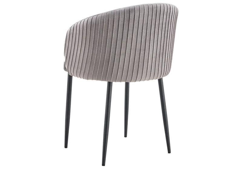 Chaise salle manger velours gris pieds noir - Sora x2